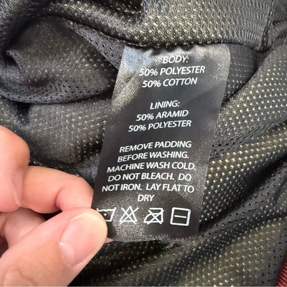 NBT Flannel Jacket Mens Sz L Armored Jacket Plaid Moto Type B Red Black T FLAW - Picture 7 of 11